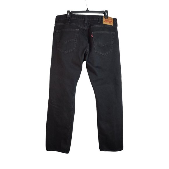 Levis 501 Jeans Mens Size 37X31 Black Dark Wash Button Fly Straight Leg - Picture 2 of 10